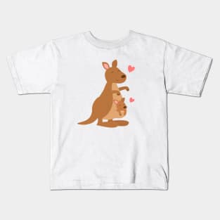 Cute Mom Kangaroo And Joey Kids T-Shirt